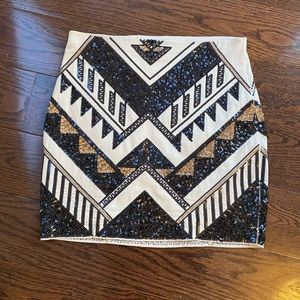 Express High Waisted Mini Skirt Size S Geometric Sequined